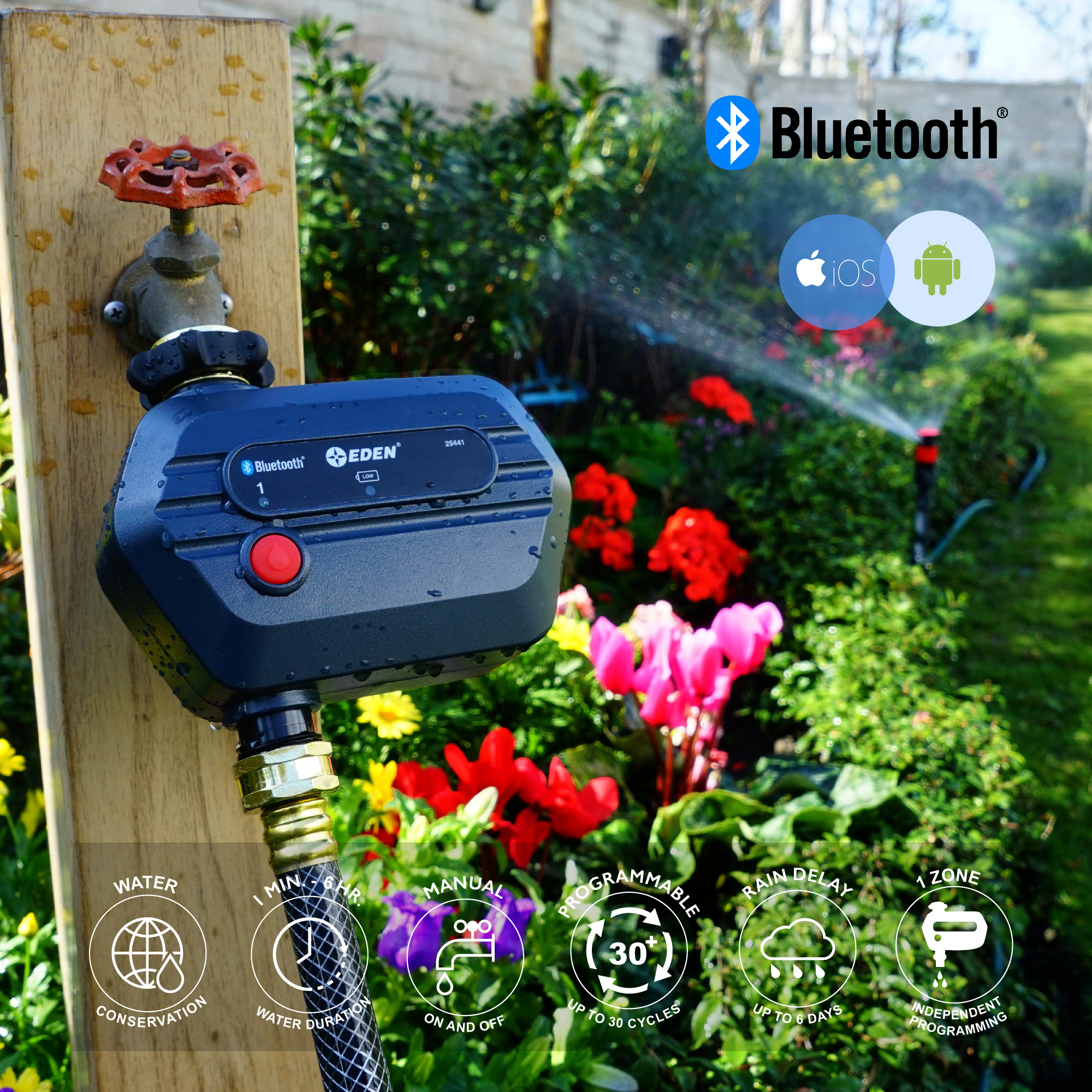 4-Zone Bluetooth® Water Timer - Eden Garden