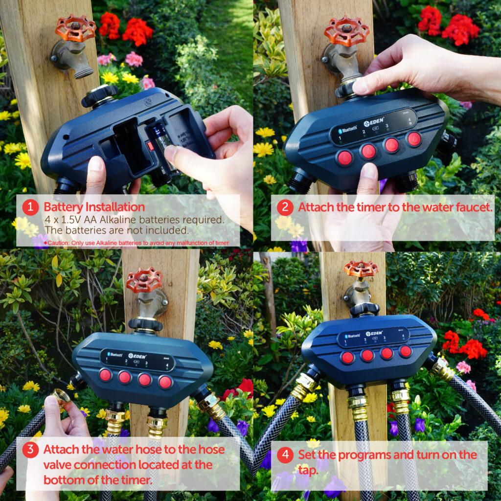 4Zone Bluetooth Smart Water Hose Timer Eden Garden