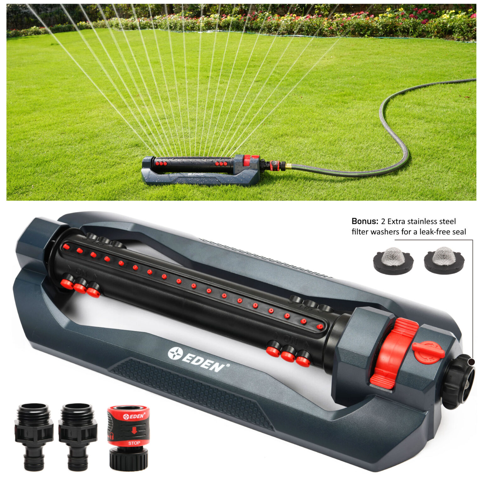 4,499 Sq. Ft. Turbo Oscillating Sprinkler Set Eden Garden