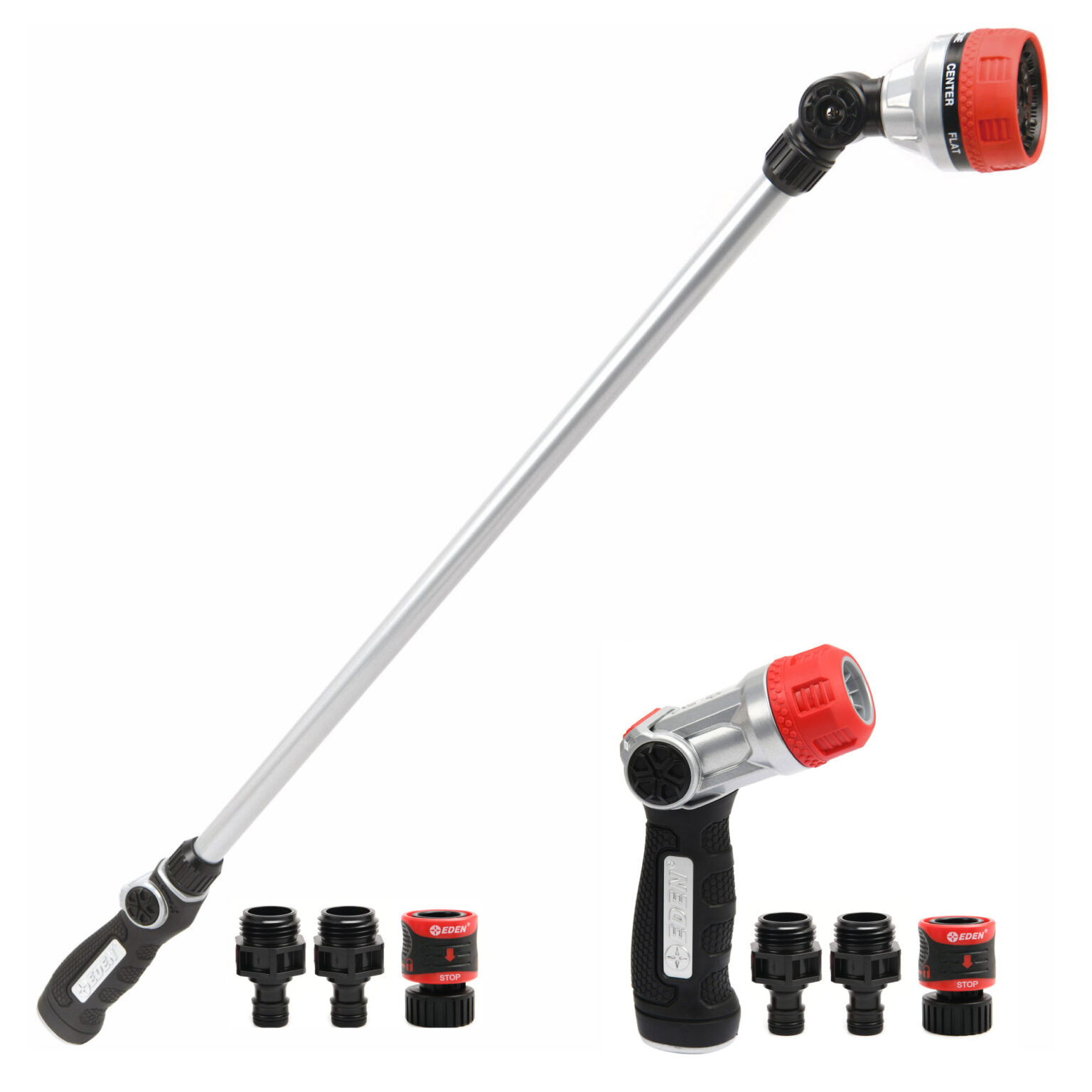 Eden 33" Metal Watering Wand with Hose Nozzle Value Bundle Eden Garden