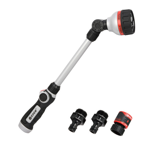 Eden 18" Watering Wand & Metal Nozzle Bundle - 6-Pattern Garden Hose Set