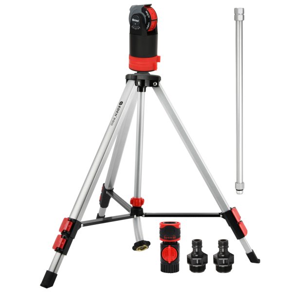 Eden 94152 PRO The Heaviest Weight Tripod (5.37 lbs) Multi-Pattern Turbo Gear Drive Metal Telescoping Tripod Sprinkler Plus Misting System w/Quick Connect Starter Kit, 360 Degree Coverage